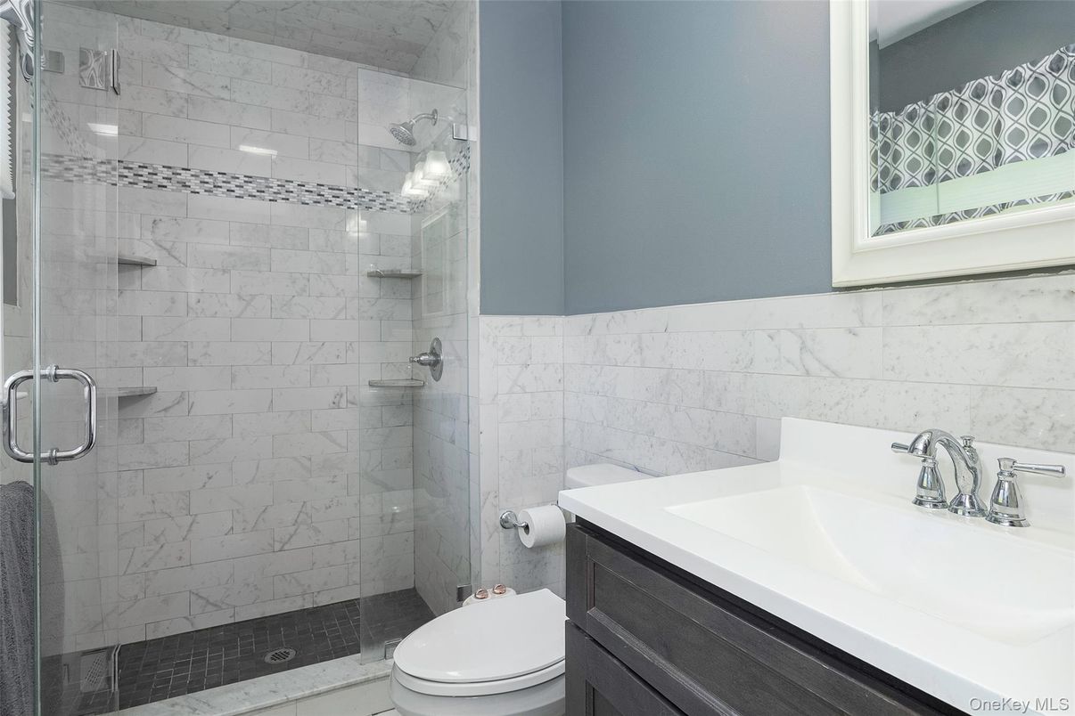 Bathroom, Glass Shower, Interior, Marble Walls