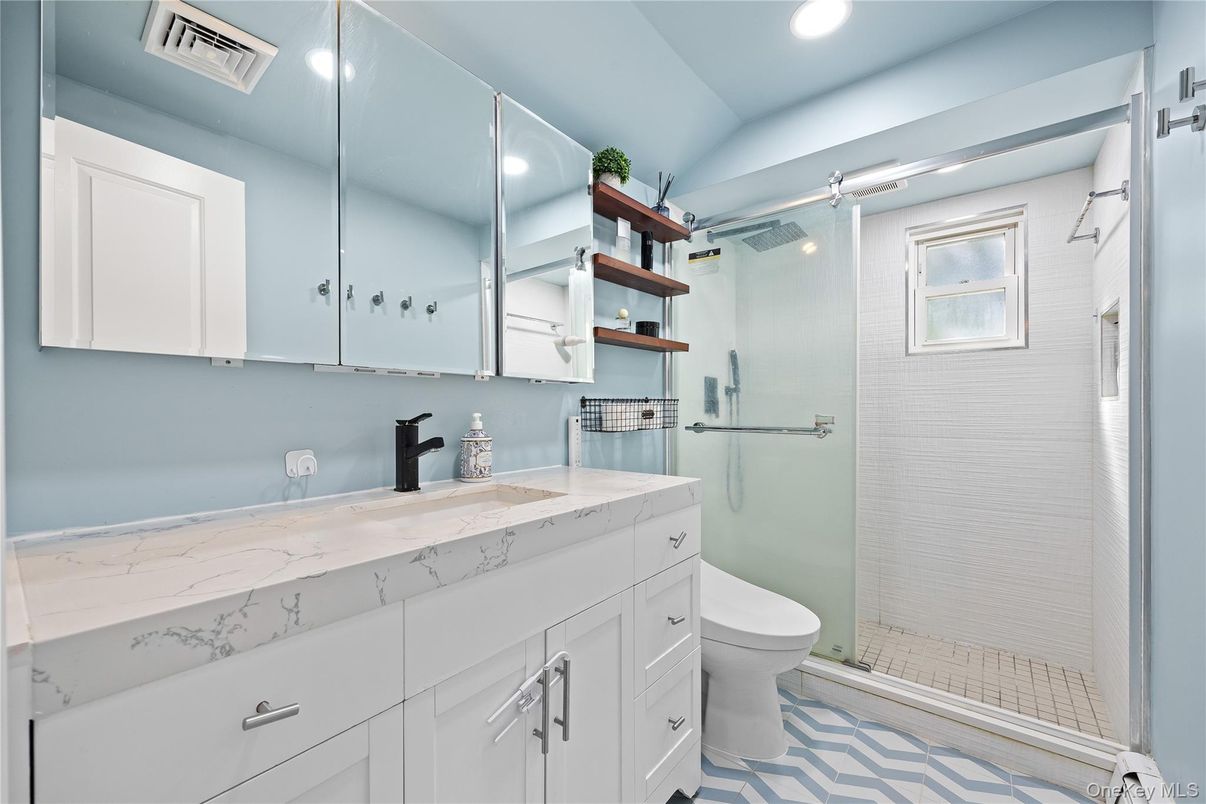 Bathroom, Glass Shower, Interior, Recessed Lighting