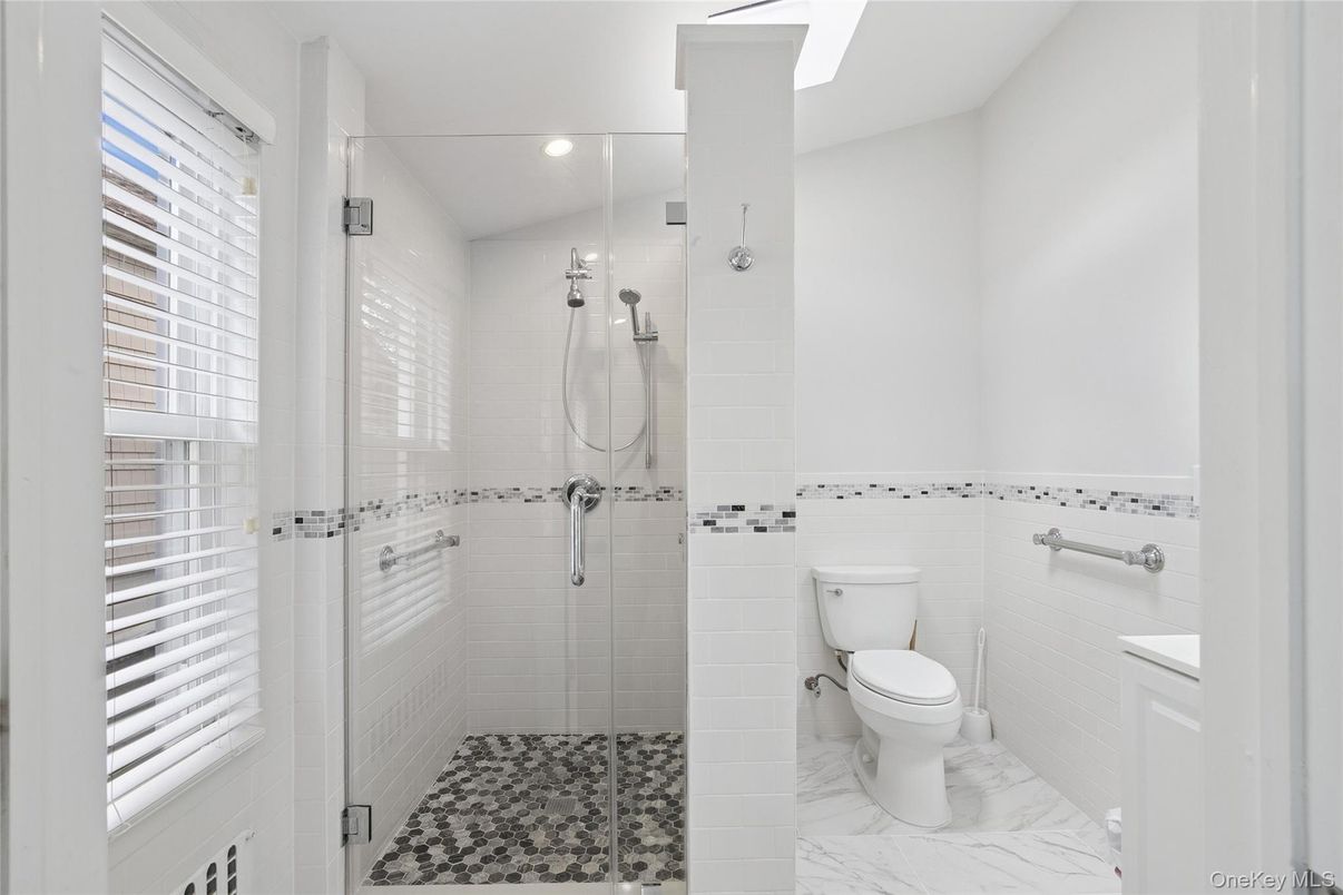 Bathroom, Glass Shower, Interior, Marble, Recessed Lighting