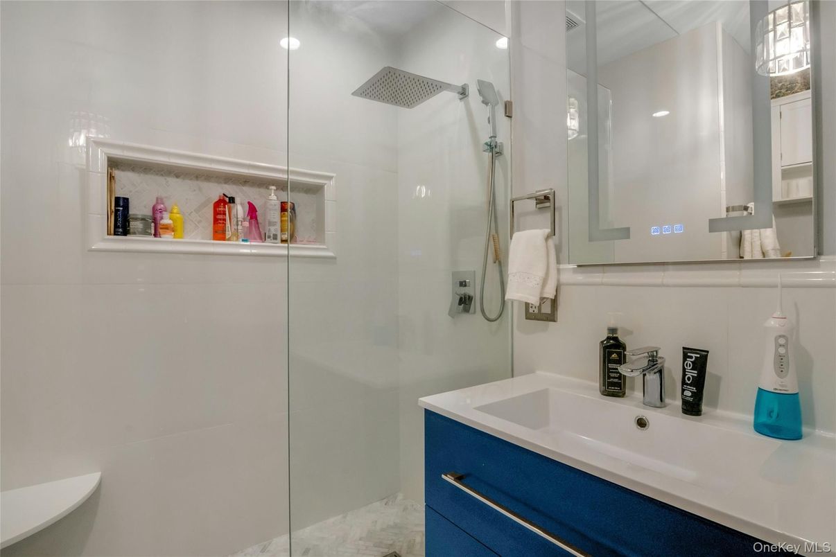 Bathroom, Glass Shower, Interior, Recessed Lighting