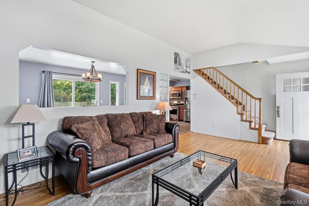 Chandelier, Interior, Living room, Stainless Steel Appliances, Wood Texture Flooring
