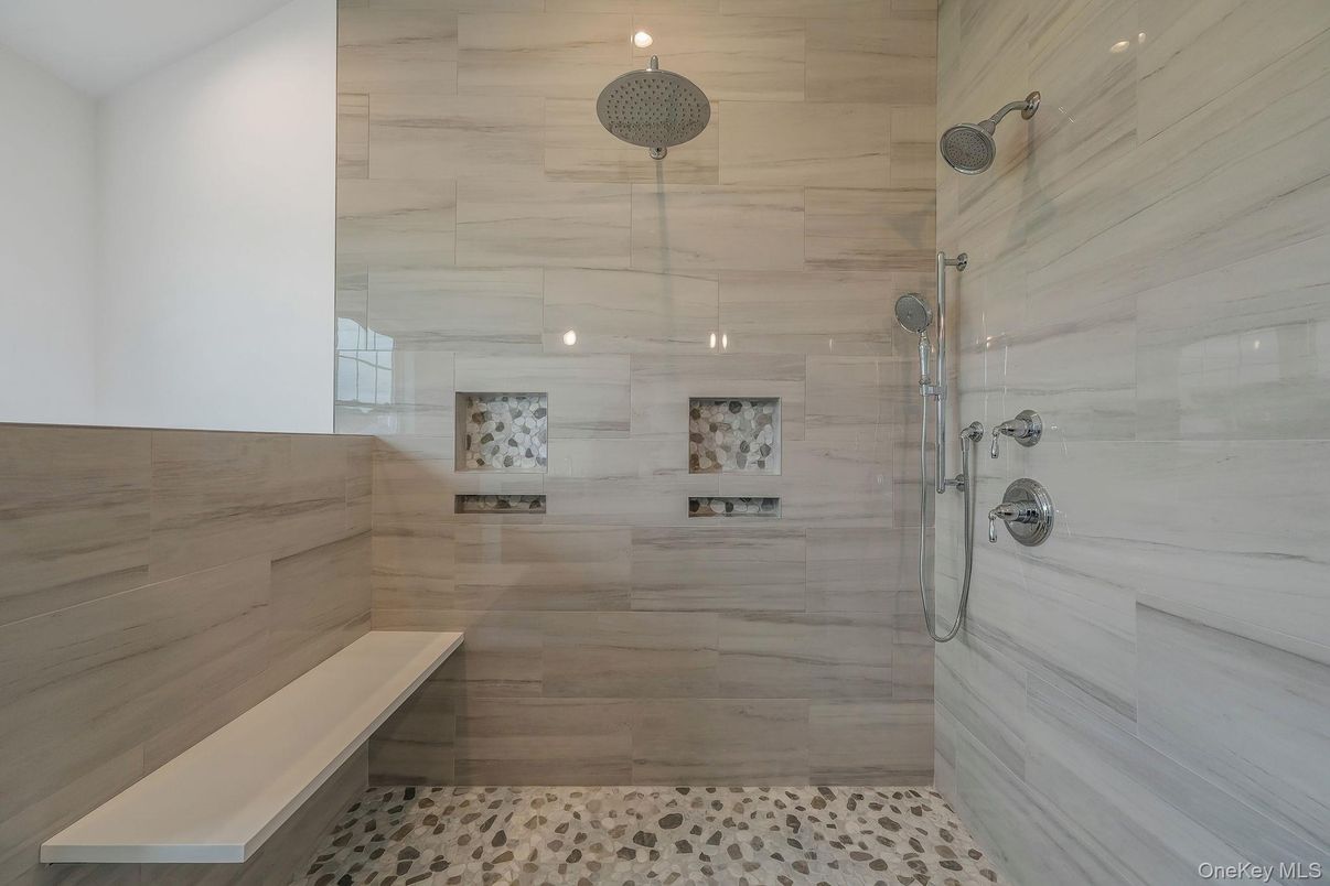 Bathroom, Glass Shower, Interior, Pendant Lights