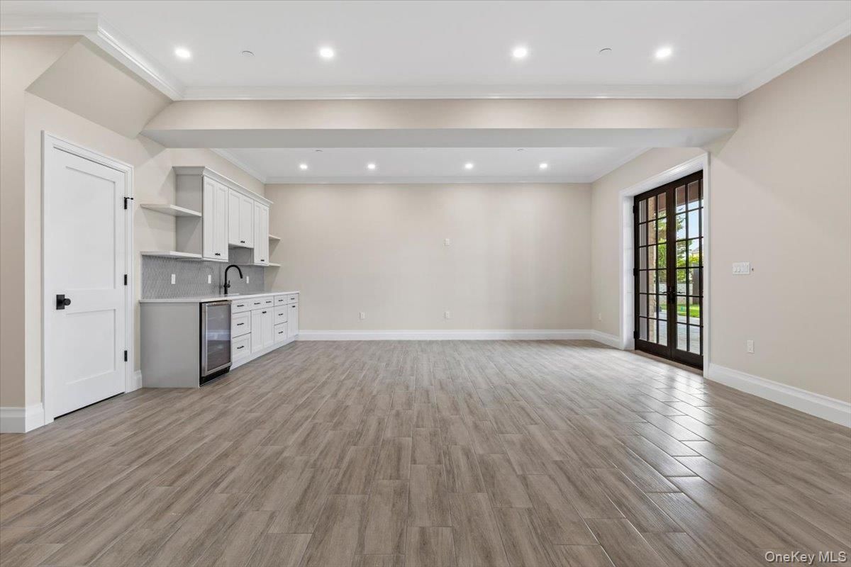 Empty room, Interior, Kitchen, Recessed Lighting, Wood Texture Flooring