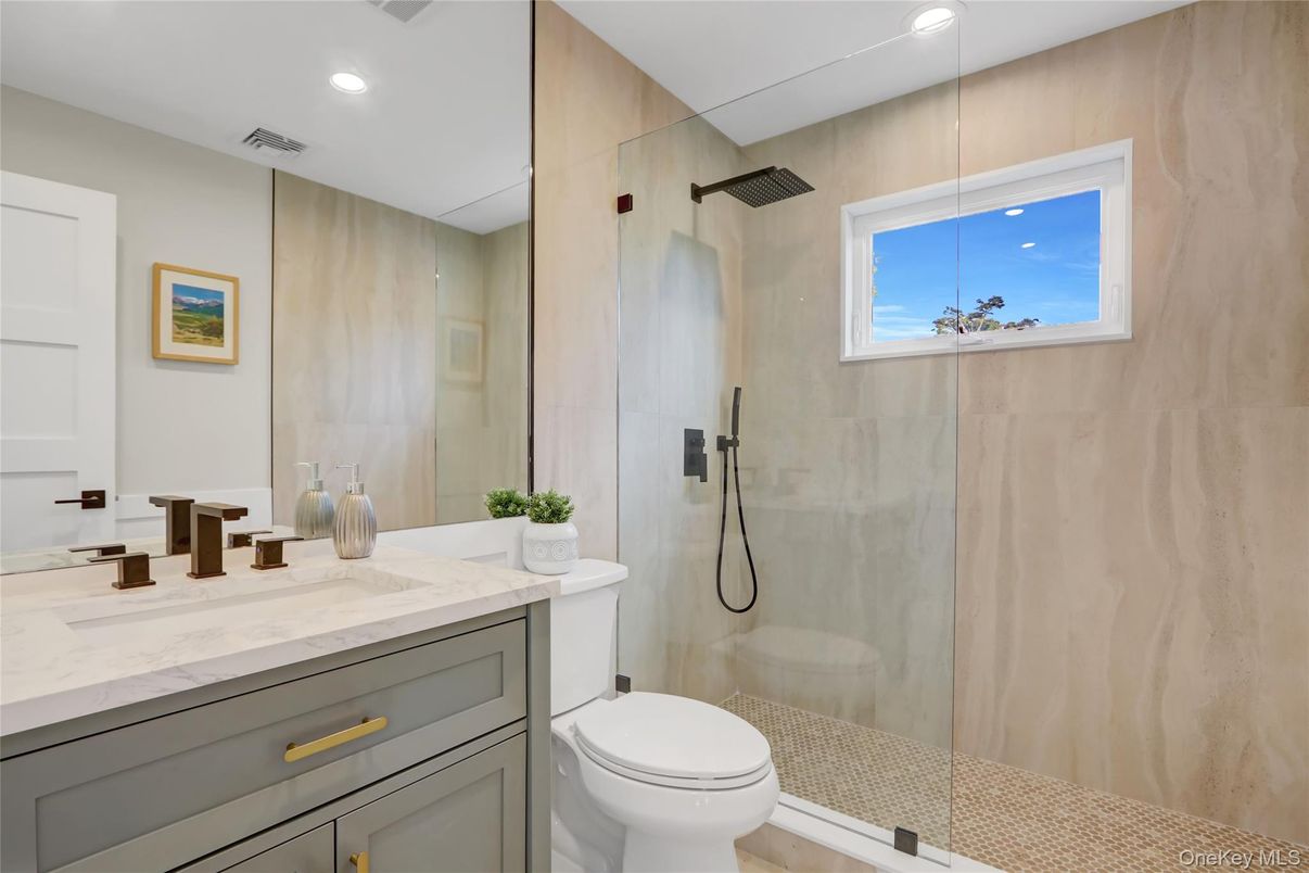 Bathroom, Glass Shower, Interior, Recessed Lighting