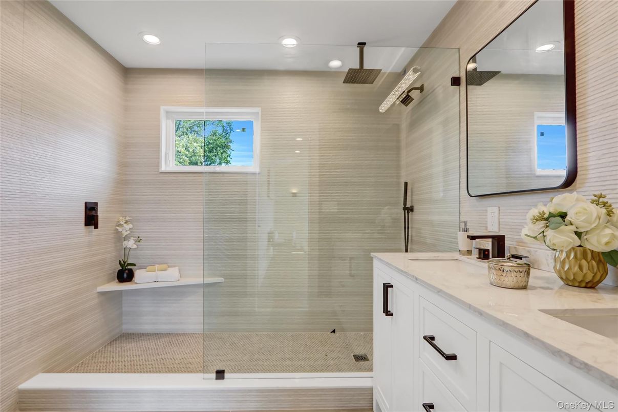 Bathroom, Glass Shower, Interior, Recessed Lighting