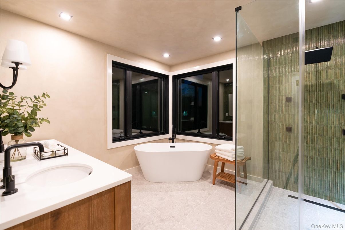 Bathroom, Dual Sink Vanities, Free Standing Baths, Glass Shower, Interior, Recessed Lighting