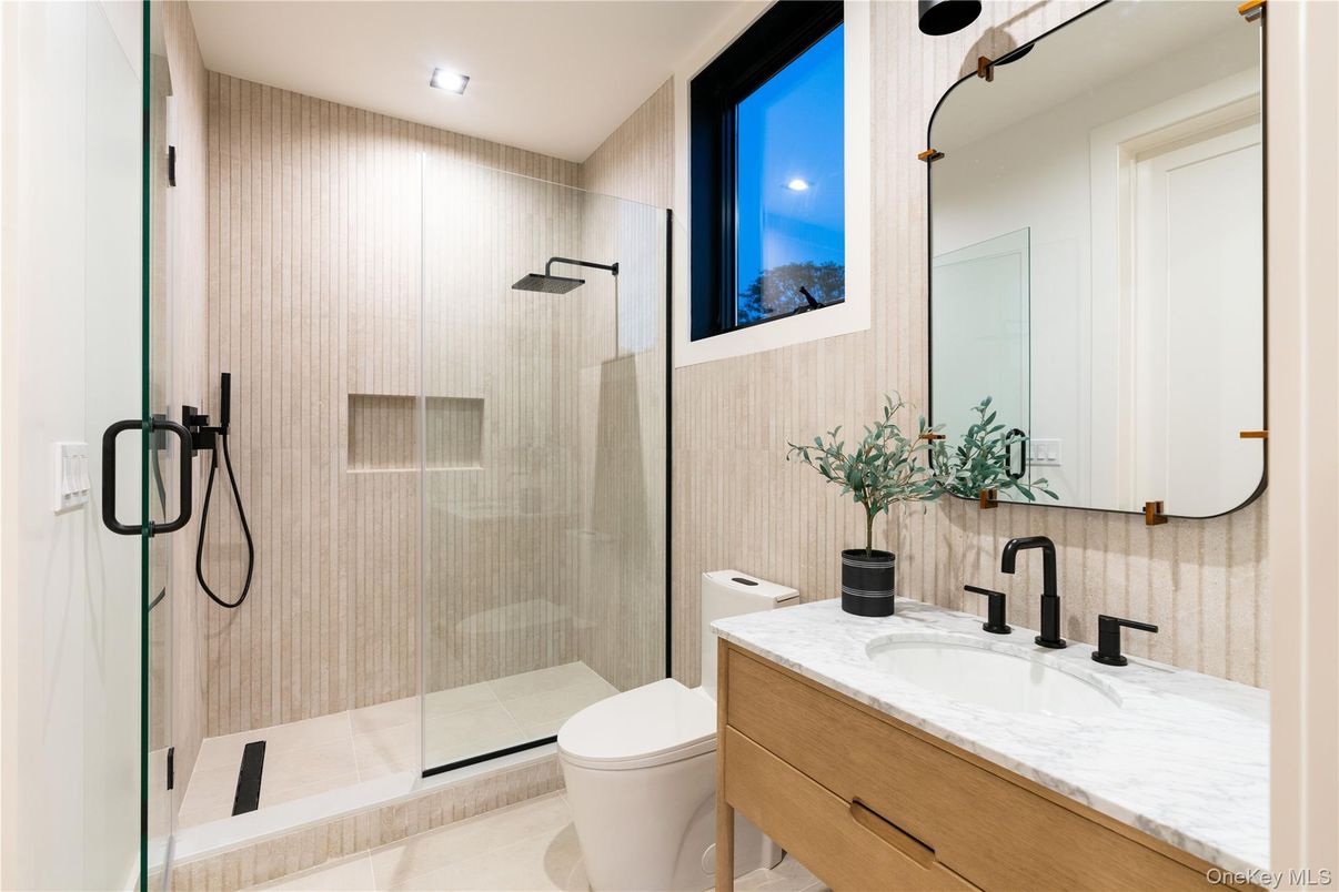 Bathroom, Glass Shower, Interior, Recessed Lighting
