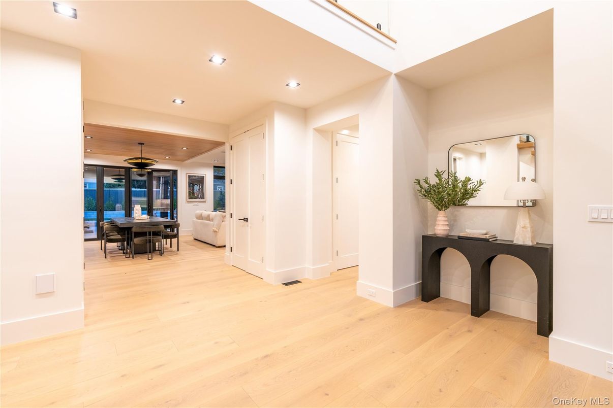 Dining room, Interior, Recessed Lighting, Wood Texture Flooring