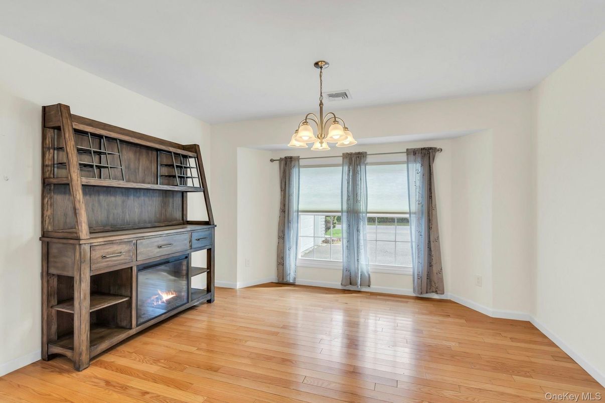 Chandelier, Empty room, Fireplace, Interior, Wood Texture Flooring
