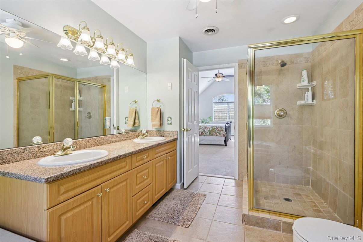 Bathroom, Dual Sink Vanities, Glass Shower, Interior, Recessed Lighting