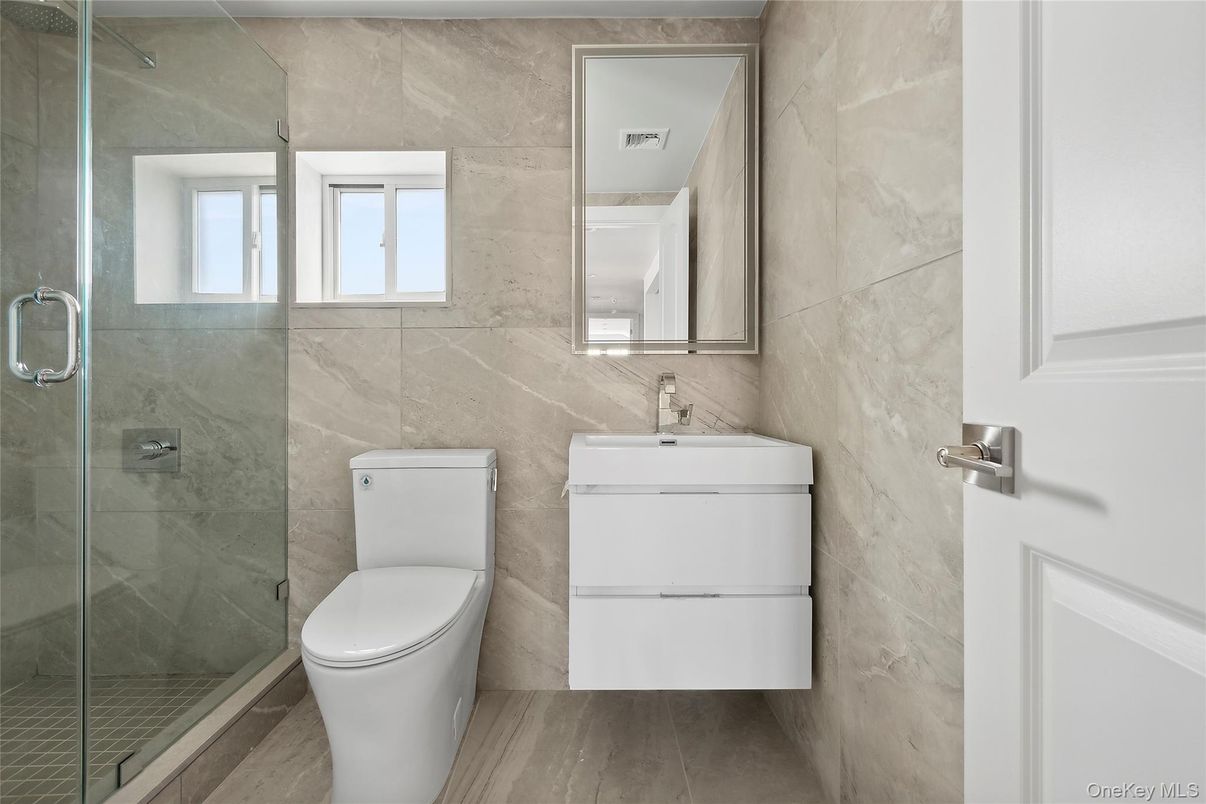 Bathroom, Glass Shower, Interior, Marble Walls