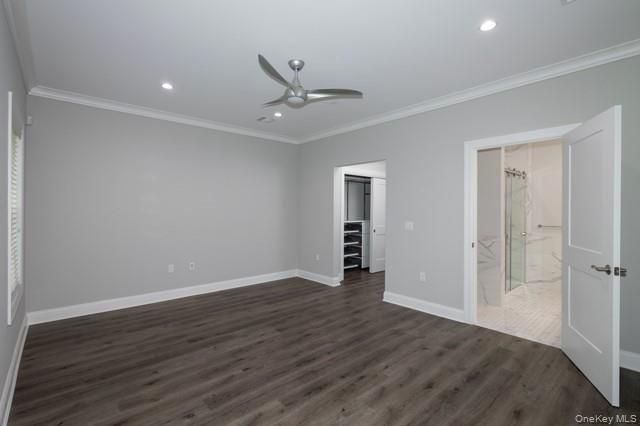Bathroom, Empty room, Glass Shower, Interior, Recessed Lighting, Wood Texture Flooring