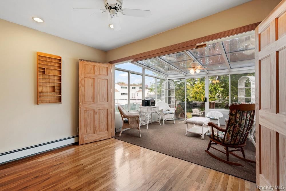 Glass Ceilings, Interior, Recessed Lighting, Sun Room, Wood Texture Flooring