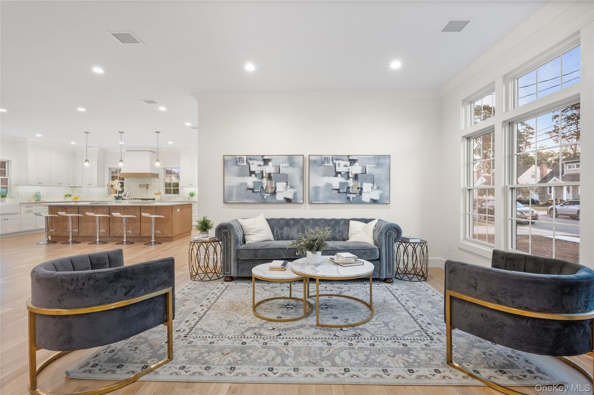 Interior, Kitchen, Living room, Pendant Lights, Recessed Lighting, Wood Texture Flooring