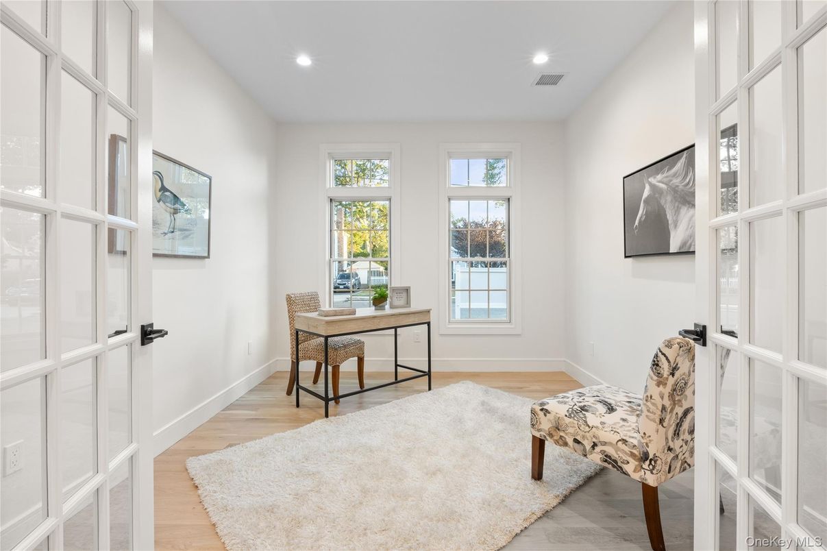 Home Office, Interior, Recessed Lighting, Wood Texture Flooring