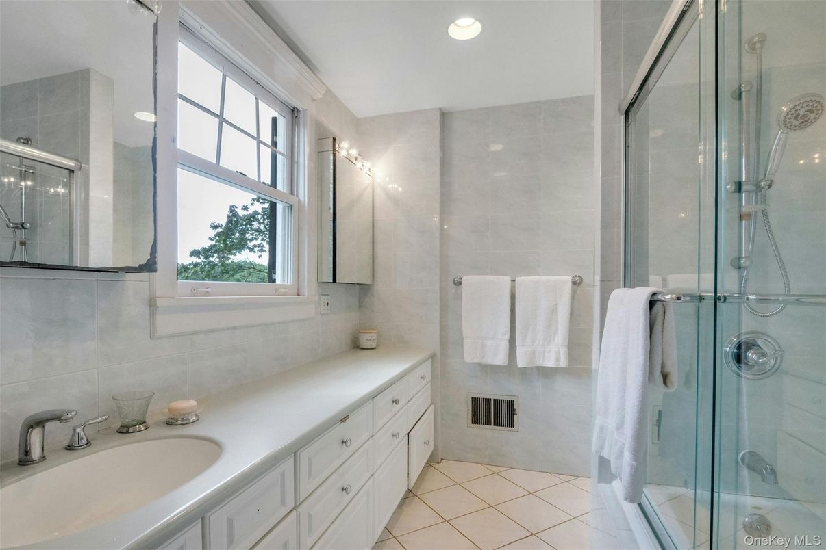 Bathroom, Glass Shower, Interior, Recessed Lighting