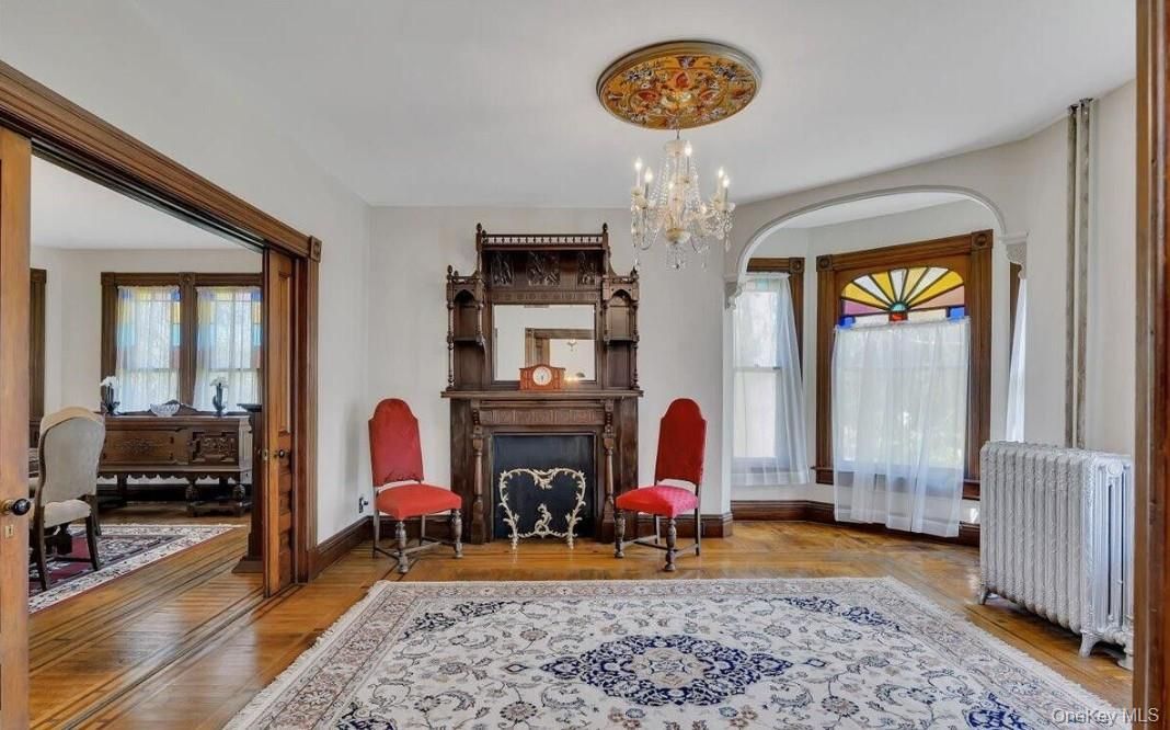 Chandelier, Fireplace, Interior, Wood Texture Flooring