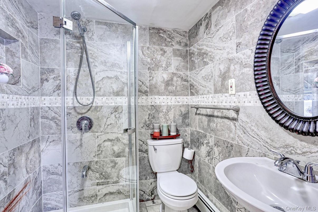 Bathroom, Glass Shower, Interior, Marble Walls