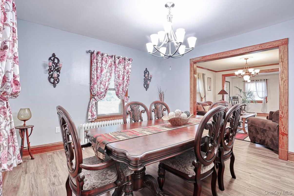 Chandelier, Dining room, Interior, Wood Texture Flooring