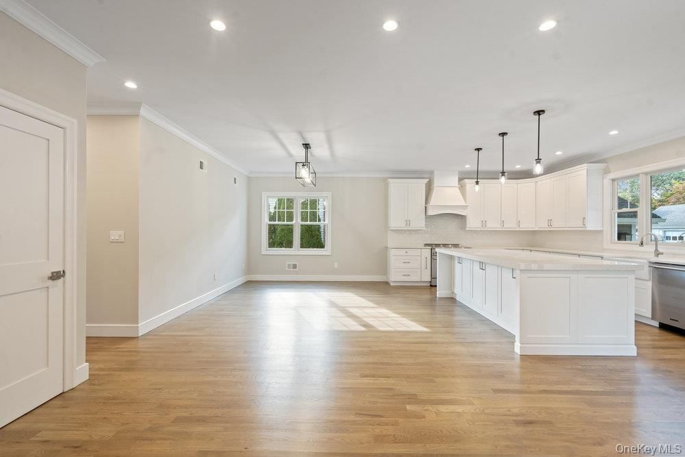 Interior, Kitchen, Pendant Lights, Recessed Lighting, Wood Texture Flooring