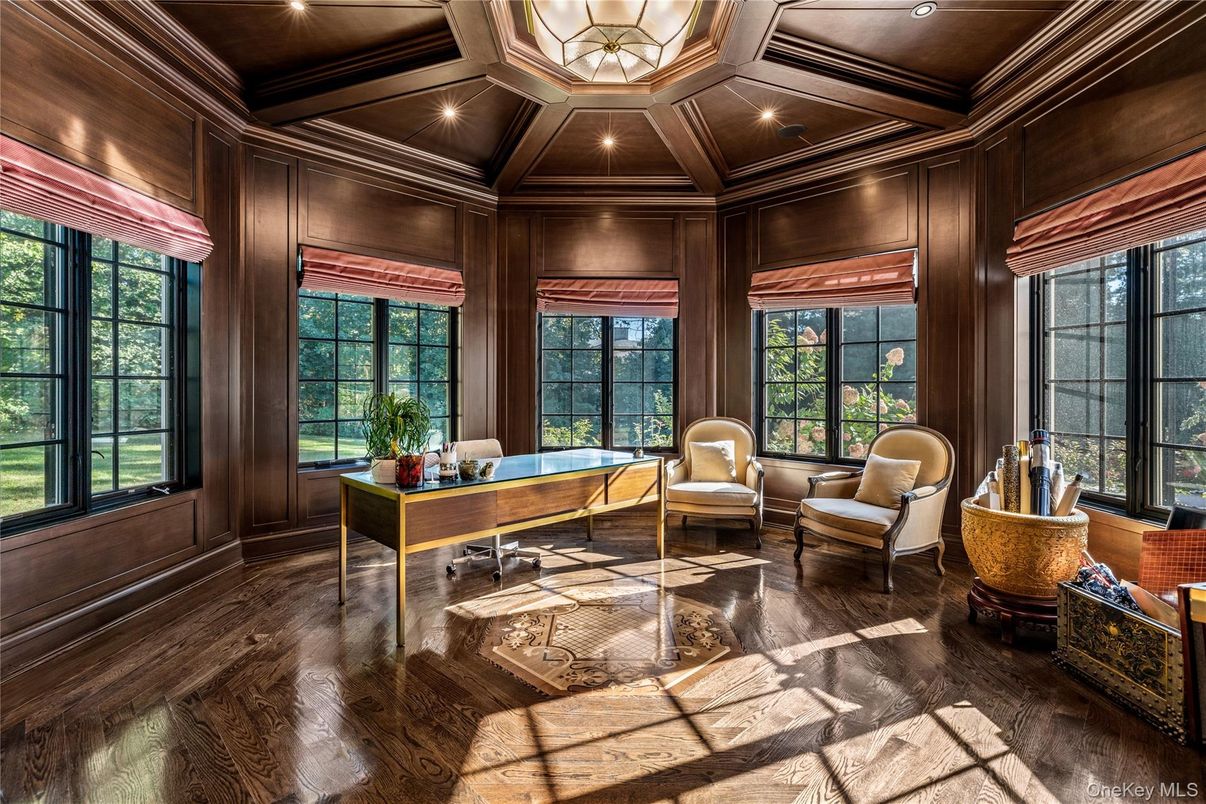 Home Office, Interior, Recessed Lighting, Wooden Beams, Wooden Ceilings, Wood Texture Flooring, Wooden Walls