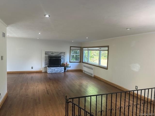 Fireplace, Interior, Recessed Lighting, Wood Texture Flooring
