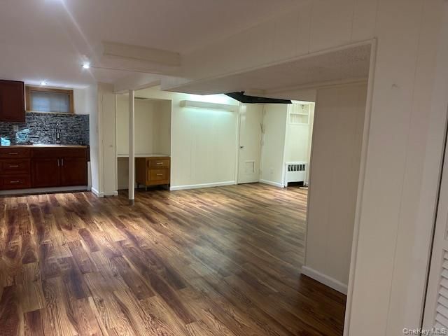 Empty room, Interior, Kitchen, Recessed Lighting, Wood Texture Flooring