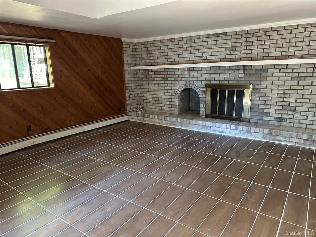 Empty room, Fireplace, Interior, Stone Walls, Wooden Walls