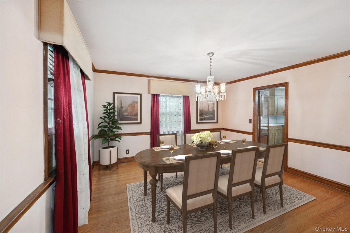 Chandelier, Dining room, Interior, Wood Texture Flooring