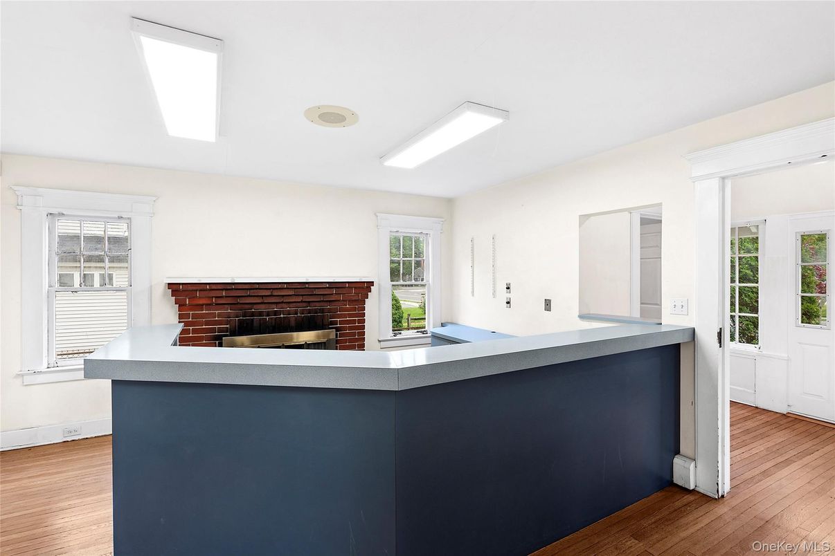 Fireplace, Interior, Recessed Lighting, Wood Texture Flooring