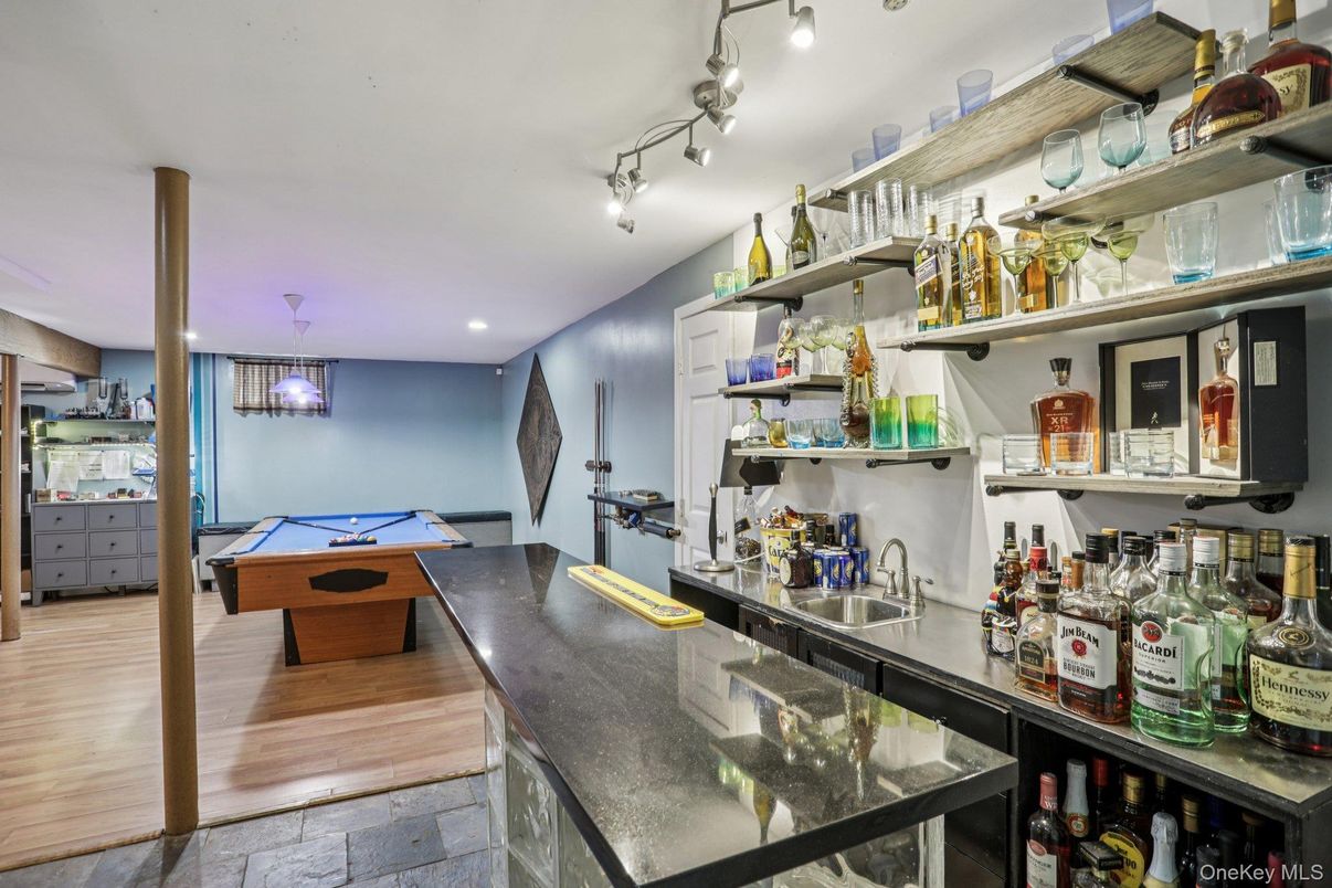 Billiard Table, Game Room, Interior, Recessed Lighting, Wood Texture Flooring