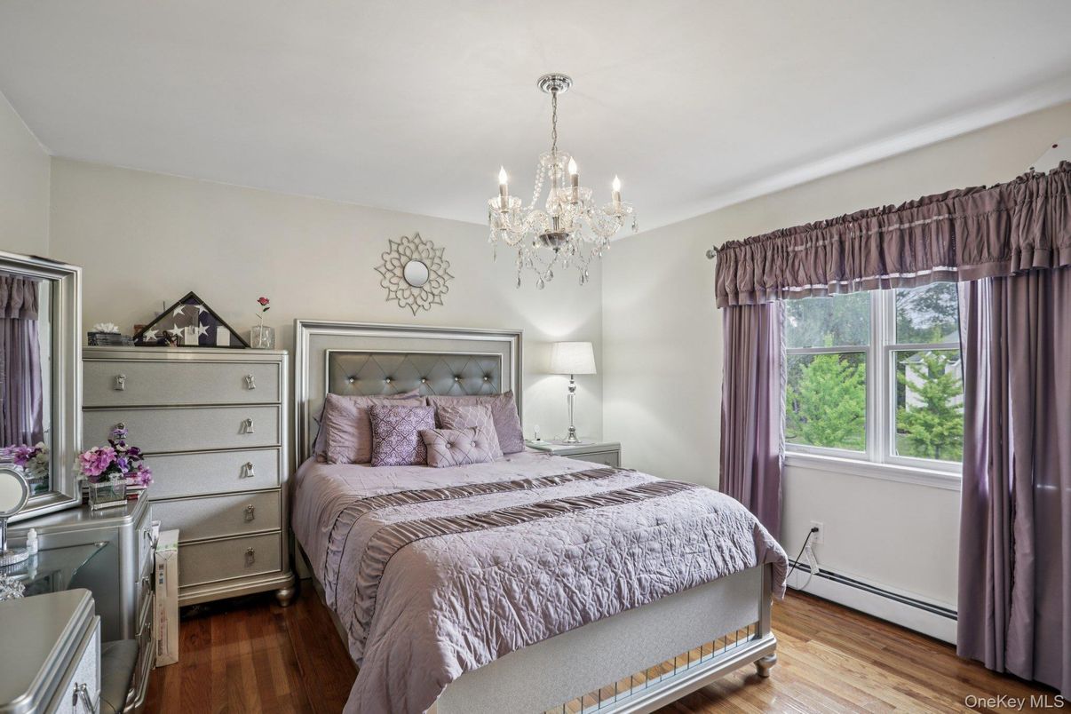 Bedroom, Chandelier, Interior, Wood Texture Flooring