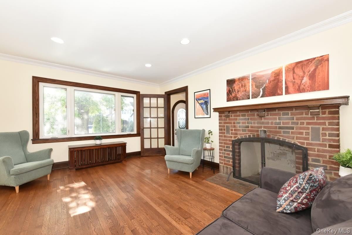 Fireplace, Interior, Recessed Lighting, Stone Walls, Wood Texture Flooring