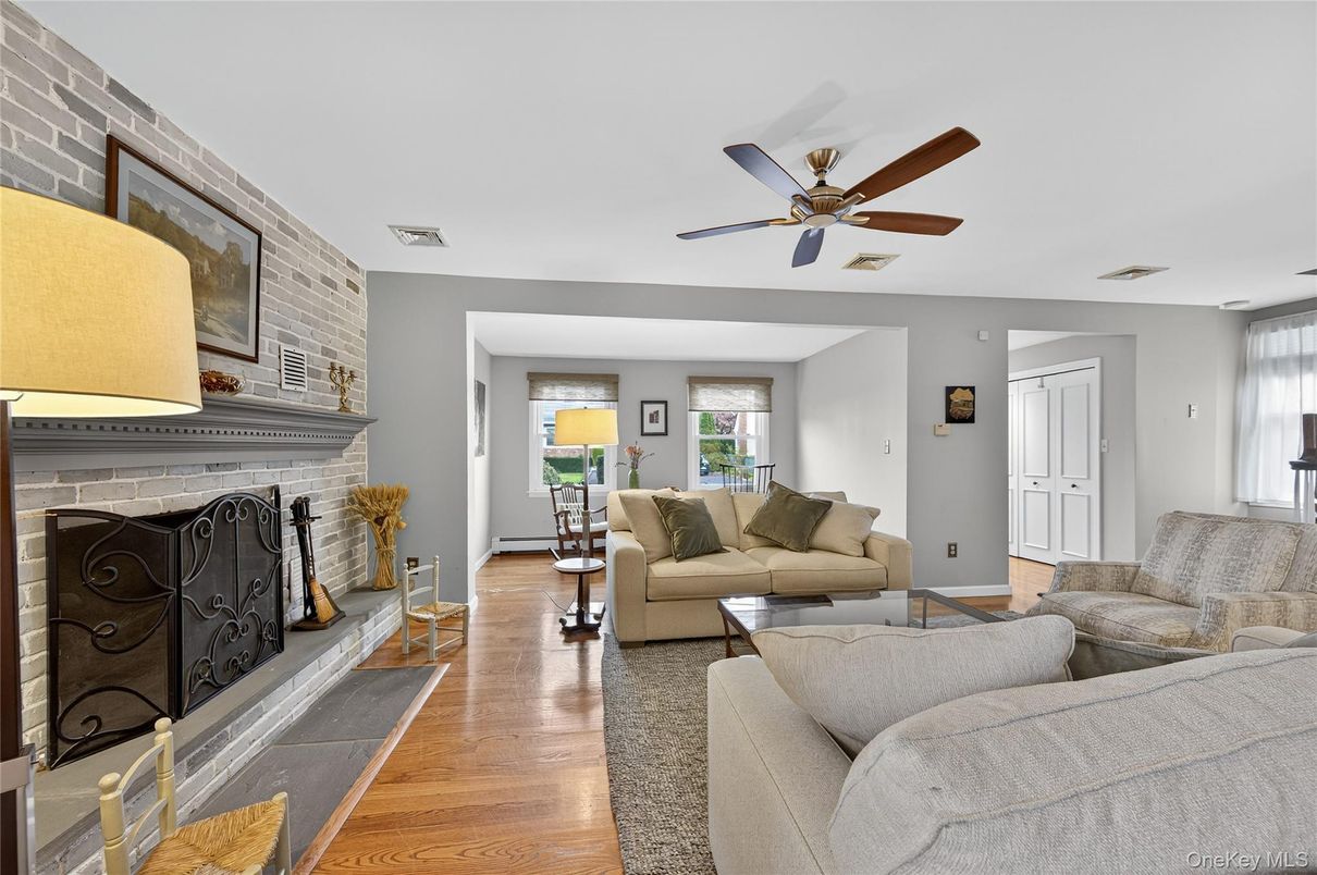 Fireplace, Interior, Living room, Stone Walls, Wood Texture Flooring