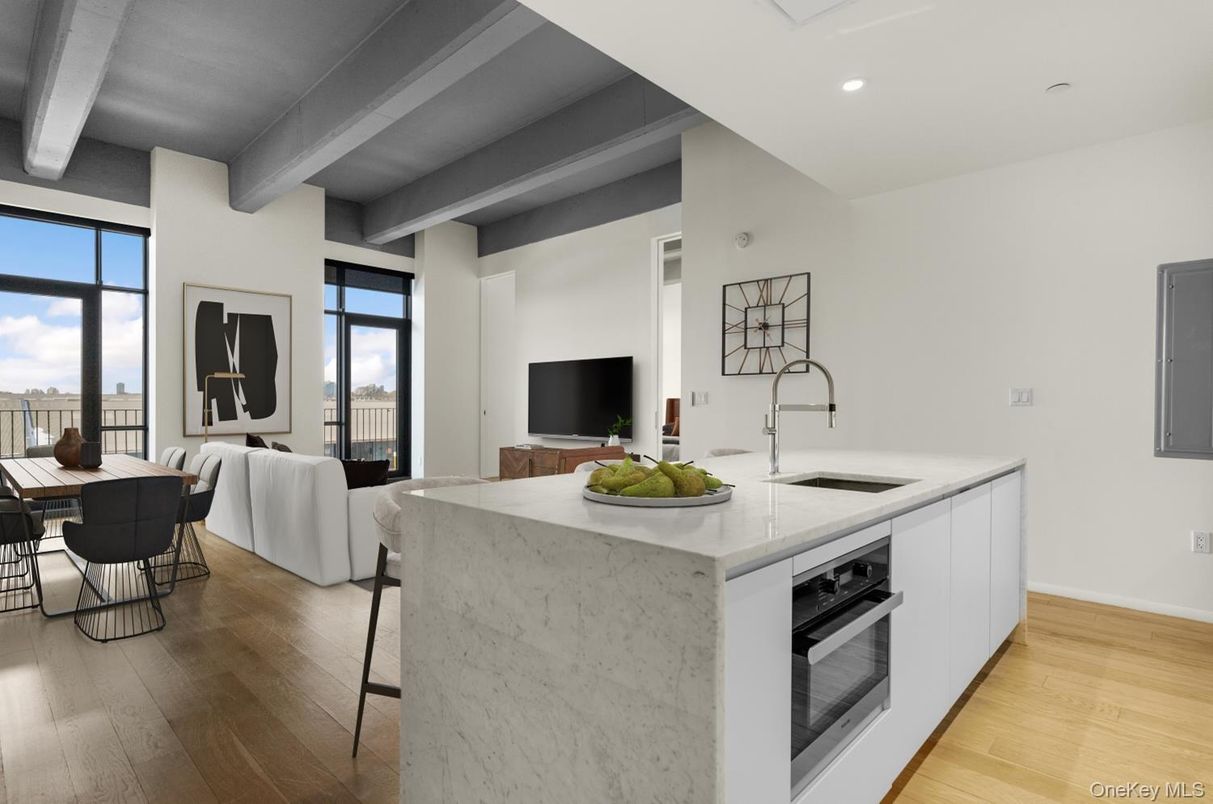 Dining room, Interior, Kitchen, Recessed Lighting, Wood Texture Flooring