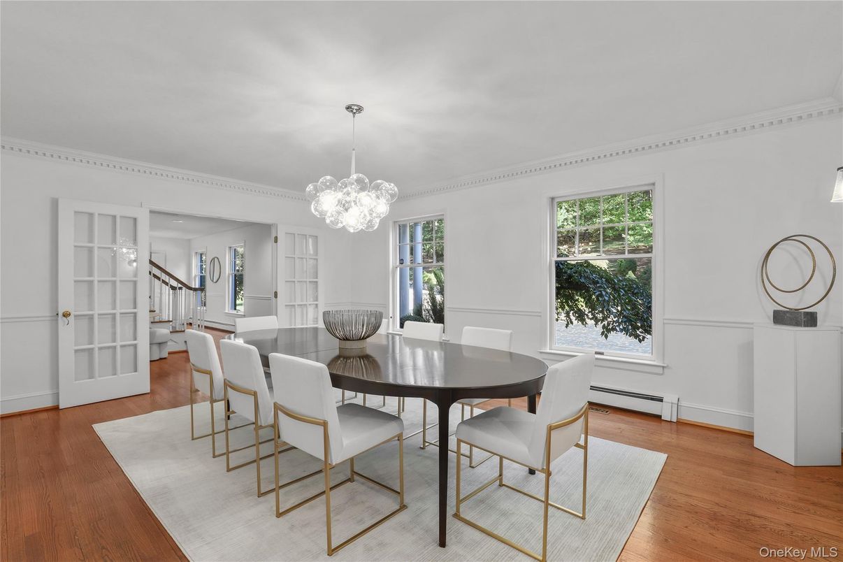 Chandelier, Dining room, Interior, Wood Texture Flooring