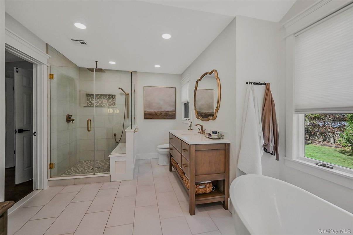 Bathroom, Dual Sink Vanities, Free Standing Baths, Glass Shower, Interior, Recessed Lighting