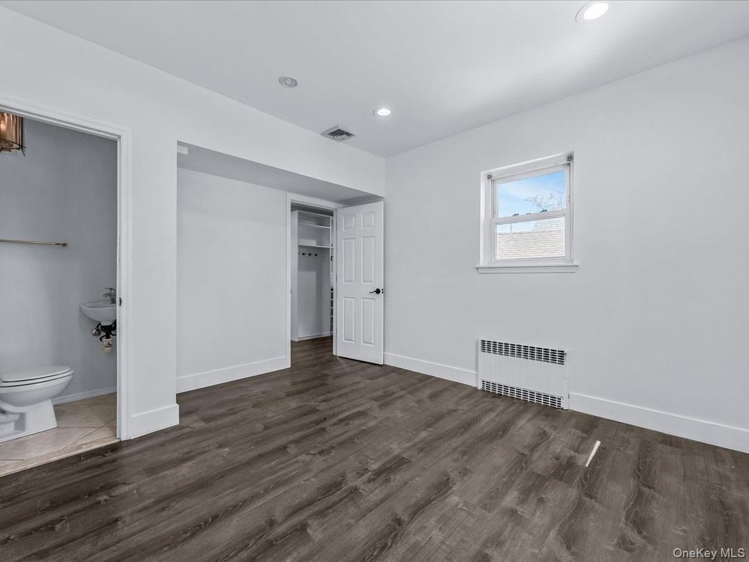 Bathroom, Empty room, Interior, Recessed Lighting, Wood Texture Flooring