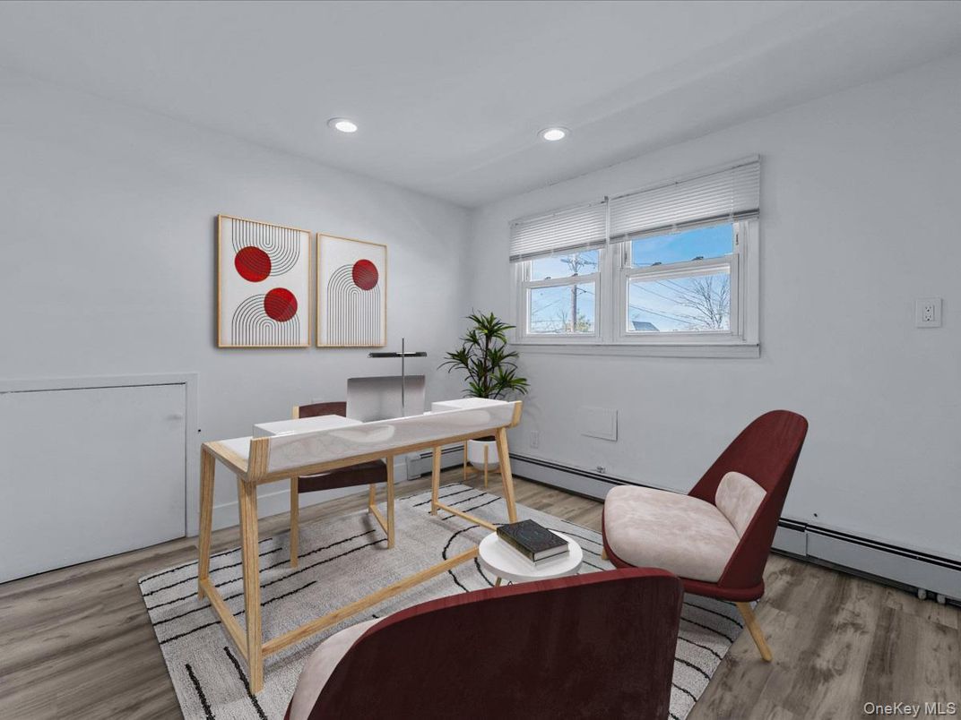 Home Office, Interior, Recessed Lighting, Wood Texture Flooring