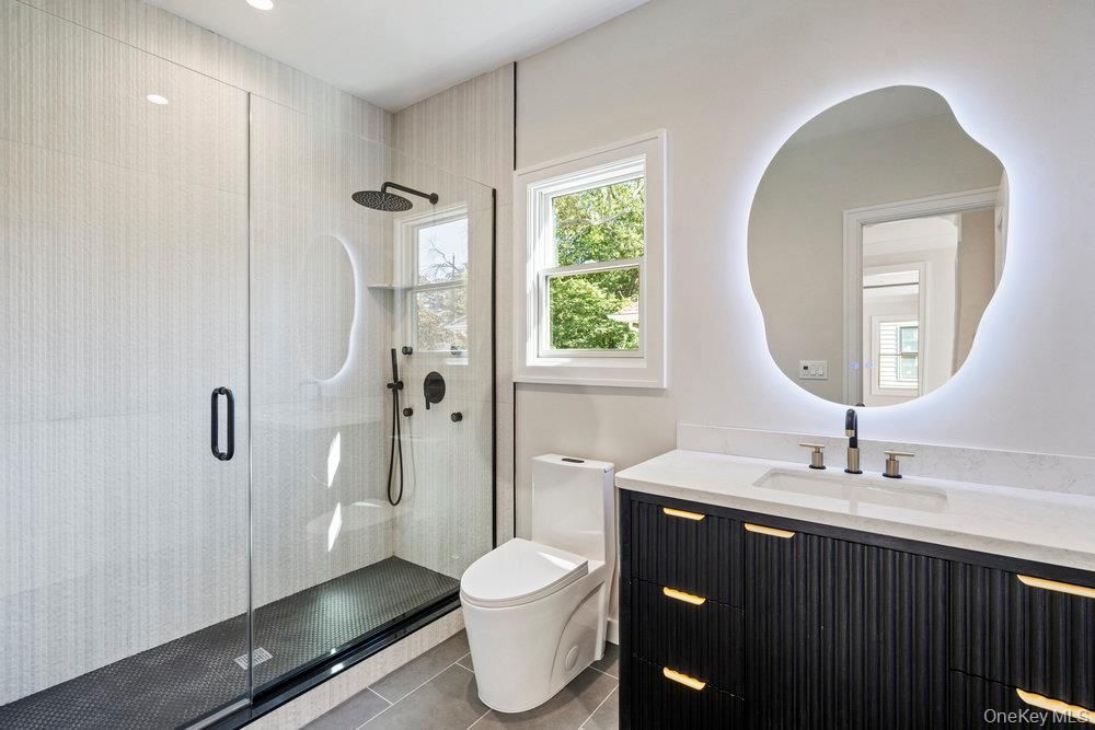 Bathroom, Glass Shower, Interior, Recessed Lighting