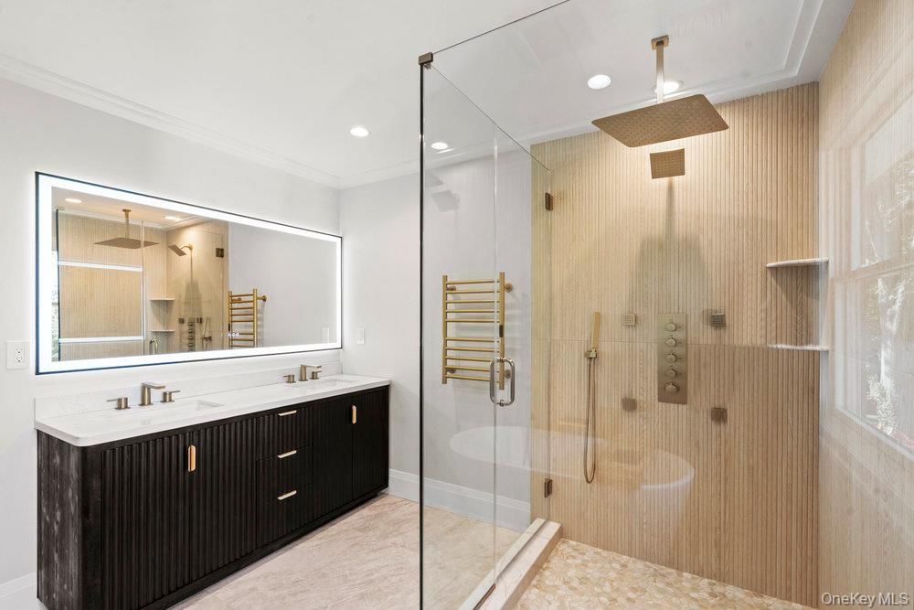 Bathroom, Glass Shower, Interior, Recessed Lighting