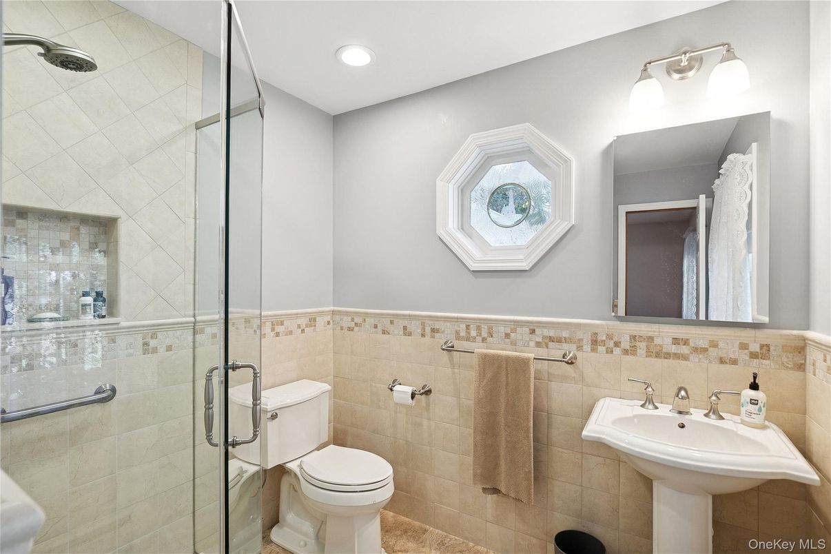 Bathroom, Glass Shower, Interior, Recessed Lighting
