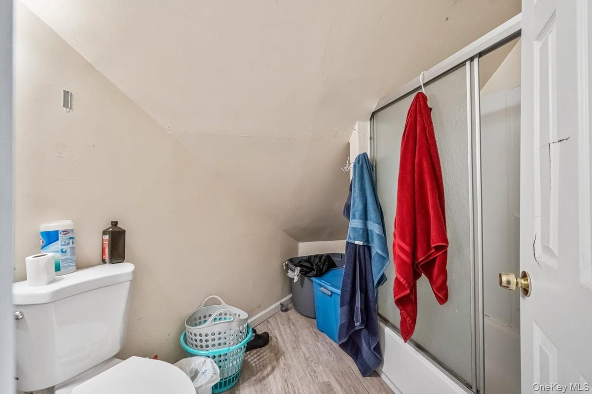 Bathroom, Glass Shower, Interior, Wood Texture Flooring
