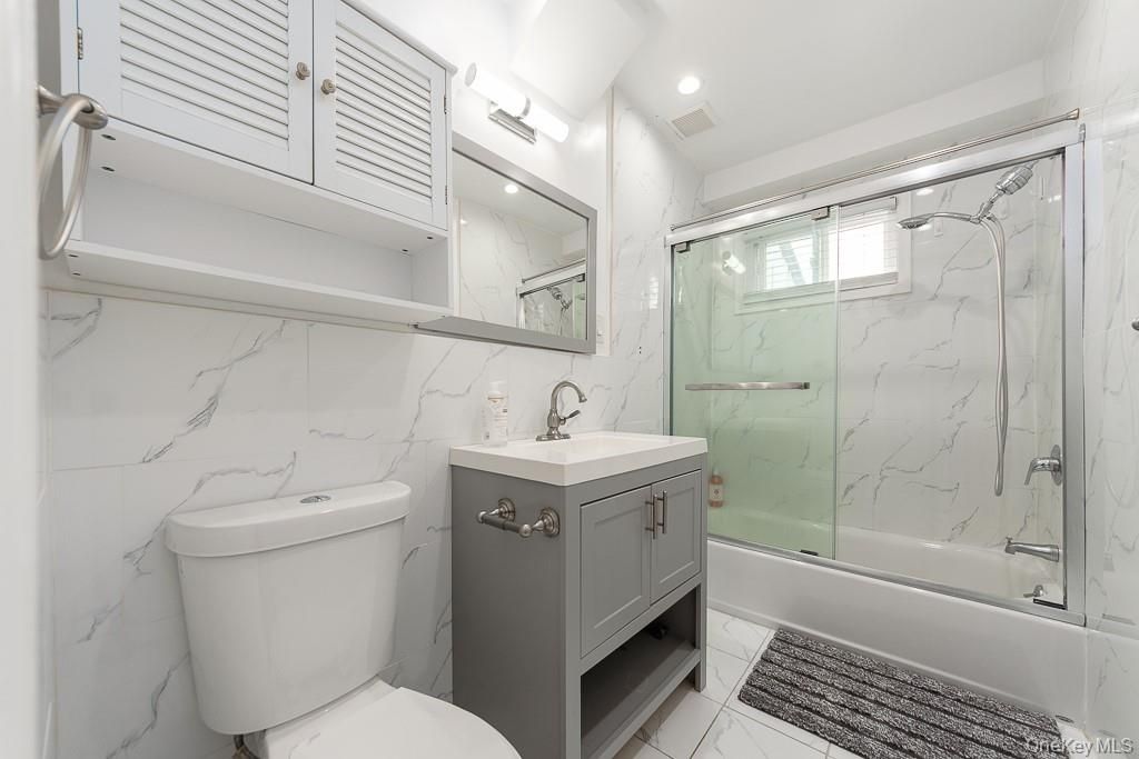 Bathroom, Glass Shower, Interior, Marble, Marble Walls, Recessed Lighting