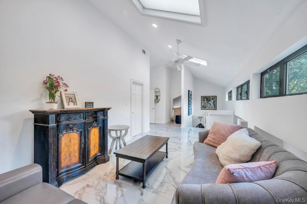 Fireplace, Interior, Living room, Marble, Recessed Lighting