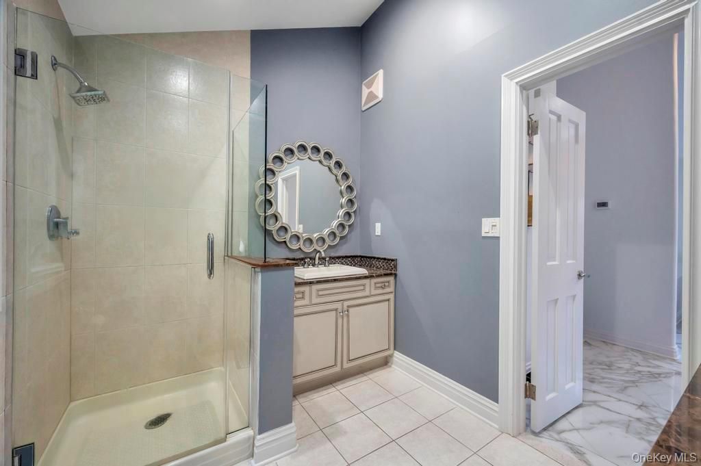 Bathroom, Glass Shower, Interior, Marble, Recessed Lighting