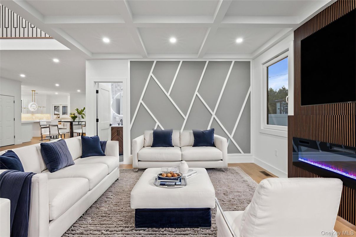 Interior, Kitchen, Living room, Recessed Lighting, Wood Texture Flooring