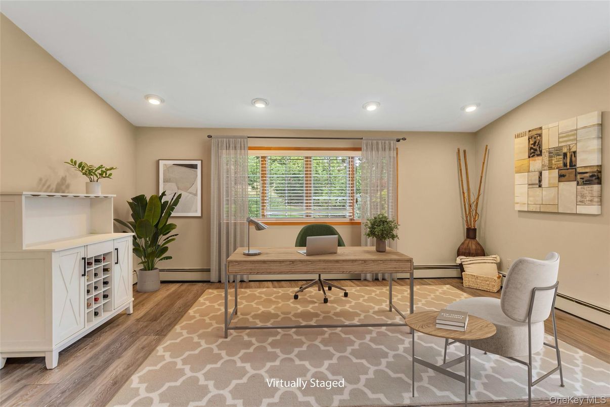 Home Office, Interior, Recessed Lighting, Wood Texture Flooring