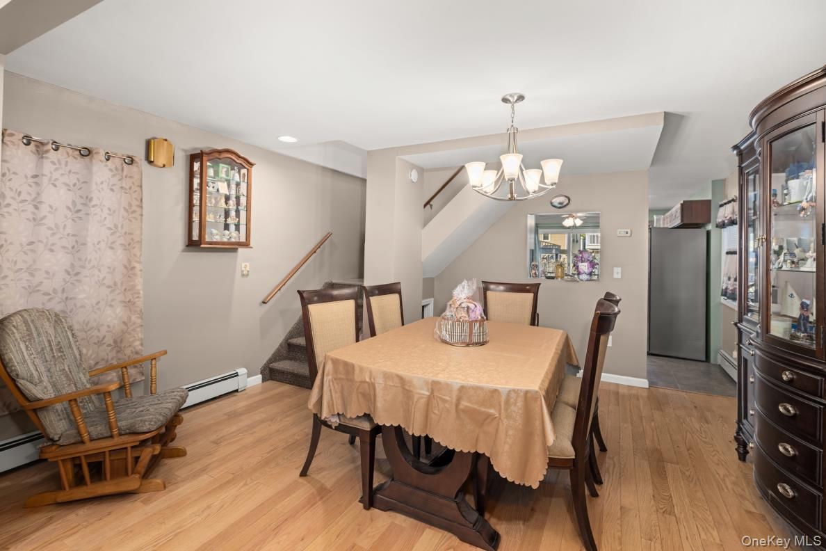 Chandelier, Dining room, Interior, Recessed Lighting, Wood Texture Flooring