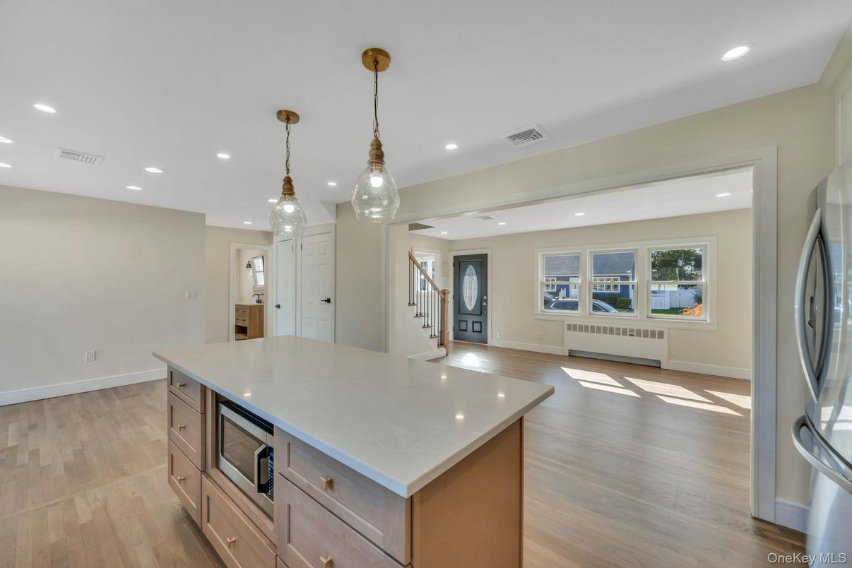 Interior, Kitchen, Pendant Lights, Recessed Lighting, Wood Texture Flooring